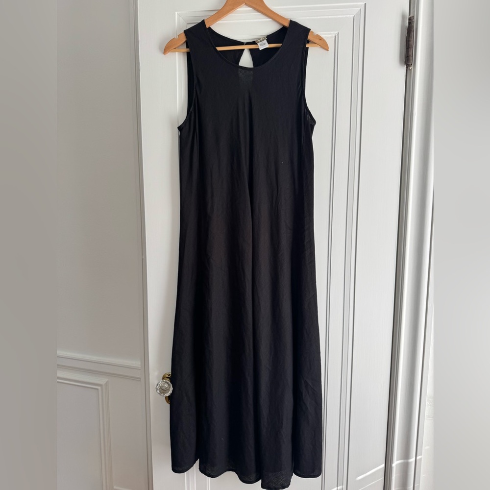 Magoschoni black linen dress